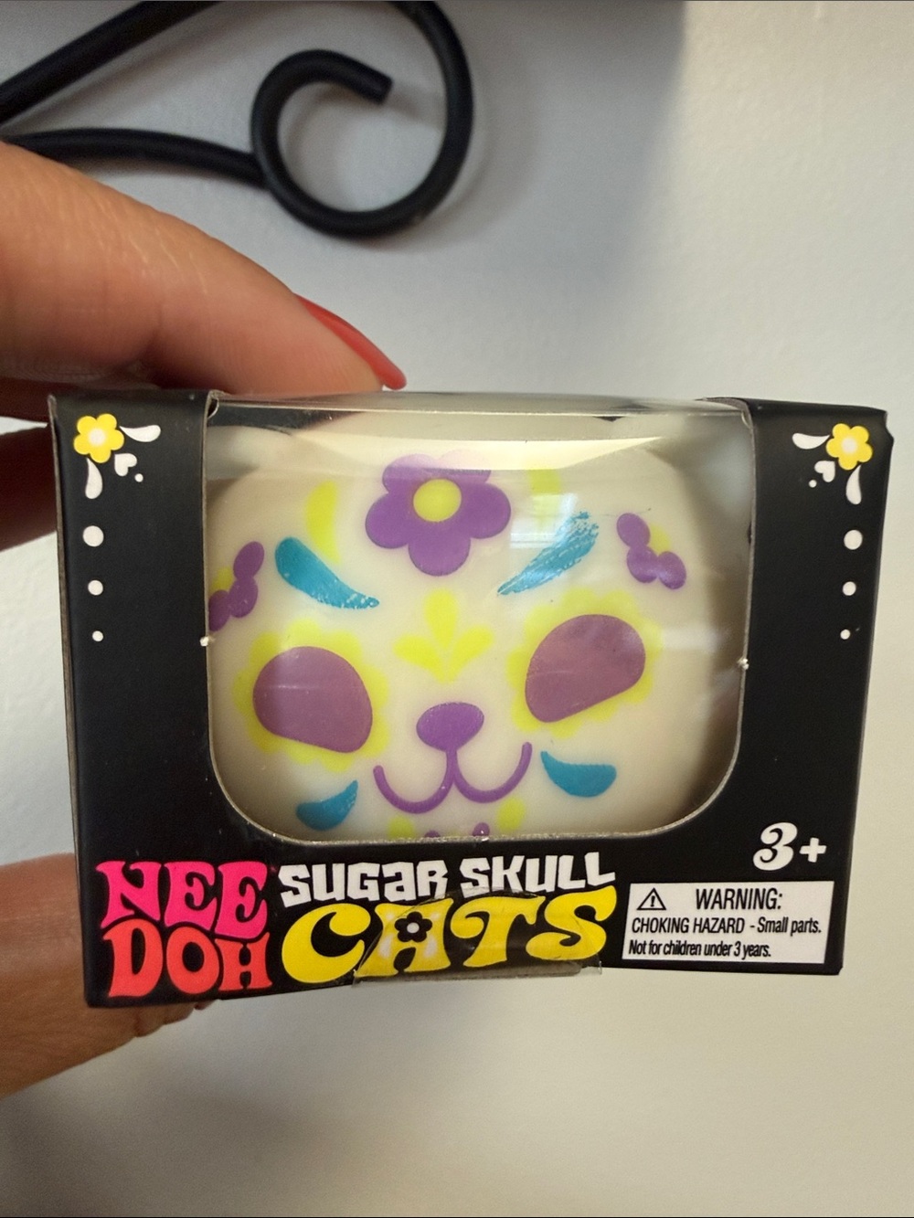 Sugar Skull Cats Squishy Toy - GLOW White with Purple & Teal Accents